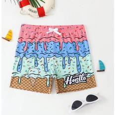 Boys Bathing Suits Children's Clothing Shein Tween Boys Colorblock Creative Ice Cream Print Swimsuit