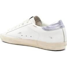 Leather Upper Trainers with Lace-Up Closure and Rubber Sole - White