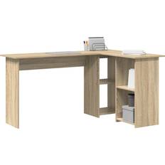 Beige - Ja (Elektrisk) Skrivbord vidaXL Med Hylla Sonoma EK 142 x 102 x 73 cm Skrivbord 2st