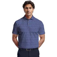 Florals - Men Polo Shirts PGA tour All-Over Micro Floral Print Golf Polo Shirt - Navy Blue