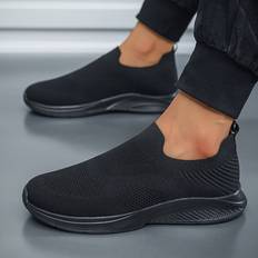 Men Trainers Temu Black Slip-On Sneakers For Men - Black