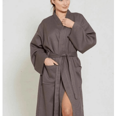 Grey - Unisex Robes Temu Unisex Kimono Waffle Bath Robes 100% Cotton Dressing Gown