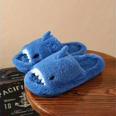 Blue Shoes Temu Men's Cute Cartoon Non-slip Cozy Fleece Lined Indoor Outdoor Slippers - Design