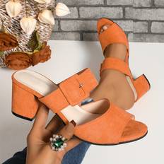 Heels & Pumps Temu New Style Solid Color Toe Versatile Chunky Heel - Comfortable