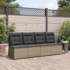 vidaXL Garden with Cushion Grey Poly Rattan Outdoor Sofa
