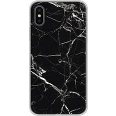 Iphone Xs Black Marble Silicone Case Cover