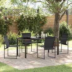 Stål - Svarta Matgrupper vidaXL Trädgårdsmöbelset 5 pcs Svart Textilene Pulverlackerad Stål Matgrupp, 1 Bord inkl. 6 Stolar