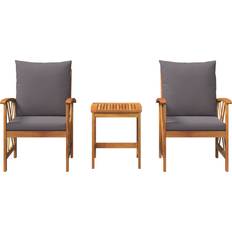 Lark Manor Garden Teak Wood Medium Tough Dark Grey Outdoor Lounge Set, Table incl. 2 Chairs