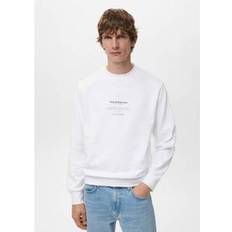 Mango White Jumpers Mango Tokyo Crew Neck Cotton Sweatshirt - White