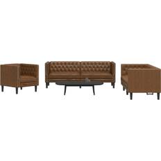 Chesterfield sofasæt vidaXL 3-Personers Chesterfield Sofasæt Imiteret Ruskind Brun Sofa 3 personers