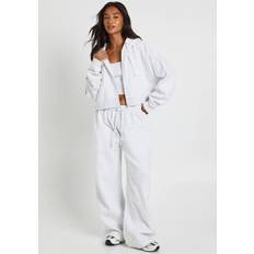 boohoo Deep Hem Crop Top 3 Piece Hooded Tracksuit - Grey