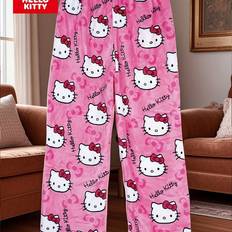 Fleece Pyjamasar Temu Hello Kitty Licensed Fleece Pajama Pants - Winter Warm Plush Flannel