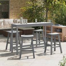 Bargrupper Utemöbler vidaXL Trädgårds Bar Set 4 Pcs Ljusgrå HDPE Bargrupp, 1 Bord inkl. 6 Stolar