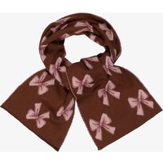 Cotton - Girls Scarfs IDO Girls Cotton Knit Scarf With Bow Pattern - Brown Pink