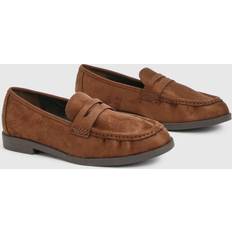 Brown Low Shoes boohoo Wide Fit Faux Suede Loafers - Brown