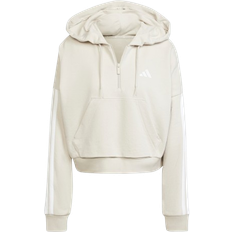 adidas Women Essentials 3 Stripes French Terry Quarter Zip Hoodie - Wonalu/White