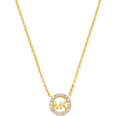Michael Kors Fulton Pavé Logo Charm Necklace - Gold/Transparent