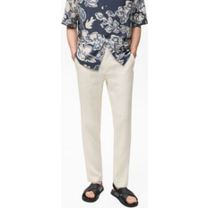 Mango White Trousers Mango Oyster Slim-fit 100% Linen Trousers - Off White