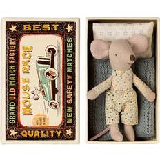 Dockhusdockor Dockor & Dockhus Maileg Little brother/sister mouse in matchbox Stuffed Animal Little brother mouse H: 11 cm