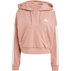 adidas Women Essentials 3 Stripes French Terry Quarter Zip Hoodie - Warm Clay/White