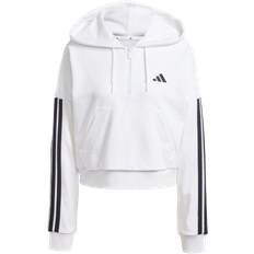 Fitness & Gymträning - Vita Tröjor adidas Essentials 3-Stripes French Terry Quarter-Zip Hoodie - White/Black