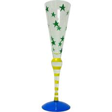 Orrefors Clown Gröna Stjärnor Blå Champagneglas