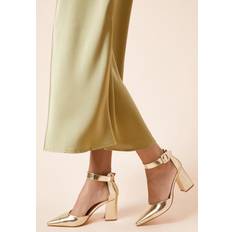 Faux Leather Heels & Pumps Dorothy Perkins Womens Heels Gold Wide Fit Faux Suede Ankle Strap Court Shoes