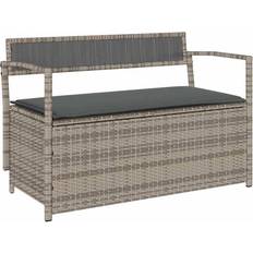 vidaXL Opbevaringsbænk Til Haven Med Hynde Polyrattan Grå Sofa