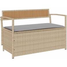 vidaXL Opbevaringsbænk Til Haven Med Hynde Polyrattan Beige Sofa