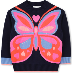 Blue Knitted Sweaters Children's Clothing BillieBlush Girls Knitted Butterfly Sweater - Navy Blue