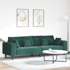 Grøn - Træ Sofaer vidaXL Fløjls Med Pude Mørkegrøn 208 cm Sofa
