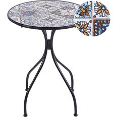 Metal Balcony Tables Beliani Bistro Civita 60 cm Metal Black Balcony Table