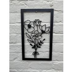 Black Framed Art Poppy Forge Bouquet Garden Wall 30 x H50 cm Black Framed Art