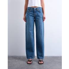 Jeans Ember Låg Midja Vida Ben - Blå