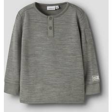 Name It Ensfarvet Polotrøjer Name It NmmWyla Uld Viskose Bluse - Grå