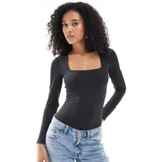 New Look Long Sleeve Square Neck Bodysuit - Black