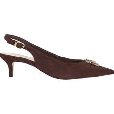 Brown - Suede Heels & Pumps Dune London Context Embellished Suede Slingback Shoes - Brown