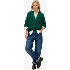 Superdry Cardigans Superdry Damen Grob Gestrickter Cardigan V-ausschnitt - Green