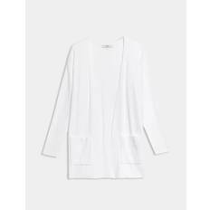 Marks & Spencer Tops Marks & Spencer Long Cardigan Ladies Ribbed Longline With Pockets White