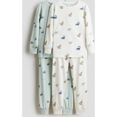 Turkosa Nattplagg H&M Turkos Dinosaurier 2-Pack Bomullspyjamas Med Tryck - Turkos