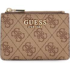 Dragkedja Korthållare Guess Laurel II Slg Credit Card Case - Beige