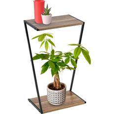 Wooden 2 Tier Plant Stand Metal Frame