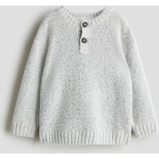 H&M Boys Knitted Sweaters H&M Henley Jumper Boys - Light Grey