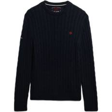 Superdry Unisex Tröjor Superdry Kabelstickad Casual Bomull Tröja - Marinblå