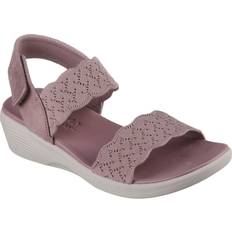 Mikrofiber Sandaler Skechers Arya On The Rise Taupe Sandaler Velcro Casual - Gråt
