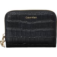 Calvin Klein Leather Croc-Effect RFID Zip-Around Wallet - Black