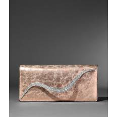 Rose Gold Clutches Alexis Bittar Crystal Curve Metallic Leather Clutch Bag - Crushed Rose Gold Silver