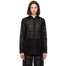 Monogram Crochet Embroidered Cotton Silk Voile Shirt - Black
