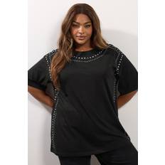 Cut-Out T-shirts Yours Studded Oversized Curve T-Shirt - Black