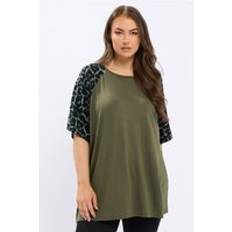 Green - Women T-shirts Yours Animal Sleeve T-Shirt Khaki Green